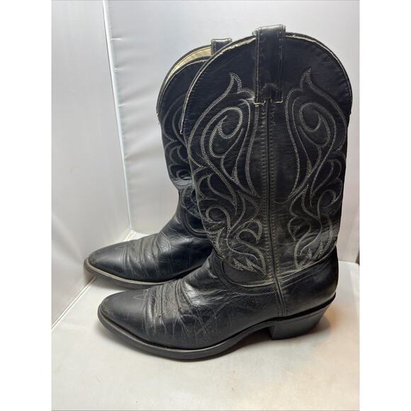 Boots Men's Laredo BLACK Leather Western Style Size 9.5 D - Picture 1 of 5